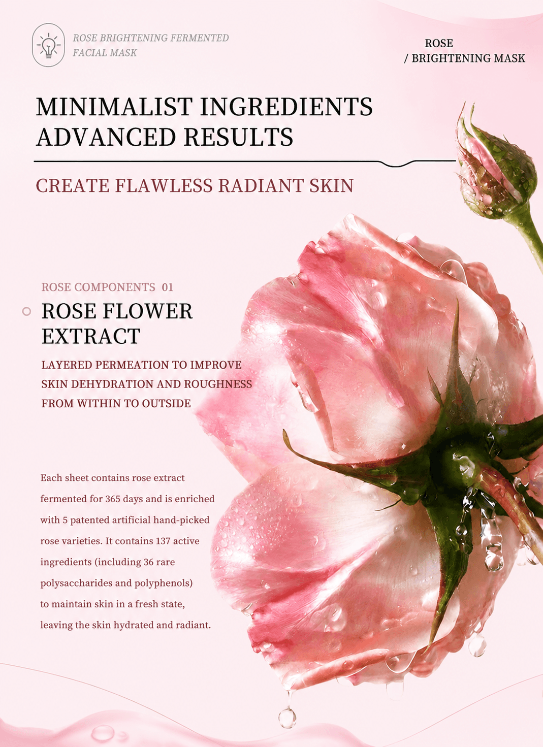 Enzyme Skincare Rose Mask fermentation technology illustration