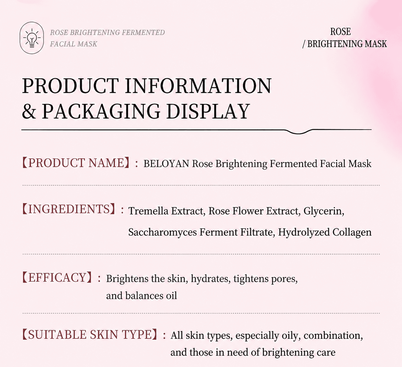 Enzyme Skincare Rose Mask free-from formula claims